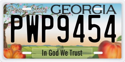 GA license plate PWP9454