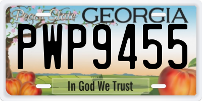 GA license plate PWP9455