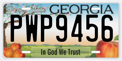 GA license plate PWP9456