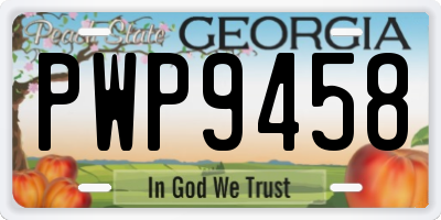 GA license plate PWP9458