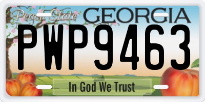GA license plate PWP9463