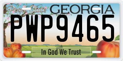 GA license plate PWP9465