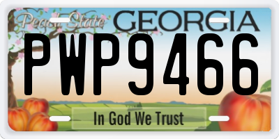 GA license plate PWP9466