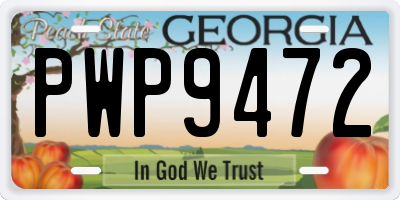 GA license plate PWP9472
