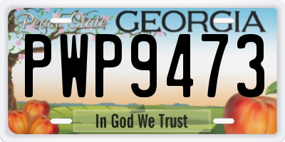 GA license plate PWP9473
