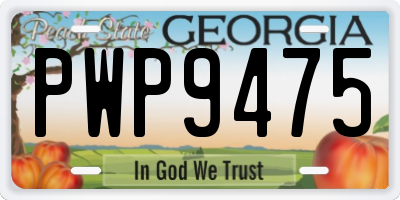 GA license plate PWP9475