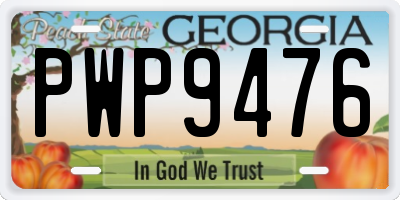 GA license plate PWP9476