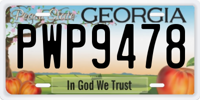 GA license plate PWP9478