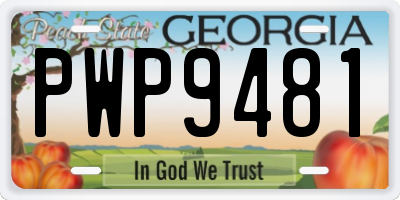 GA license plate PWP9481