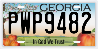 GA license plate PWP9482