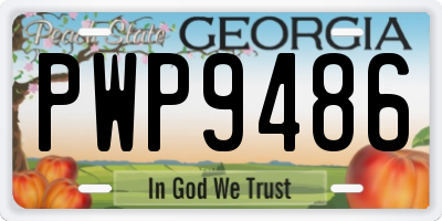 GA license plate PWP9486