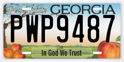 GA license plate PWP9487