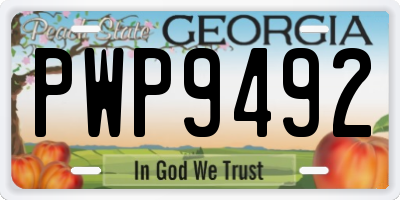 GA license plate PWP9492