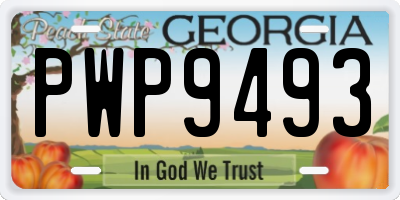 GA license plate PWP9493