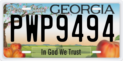 GA license plate PWP9494