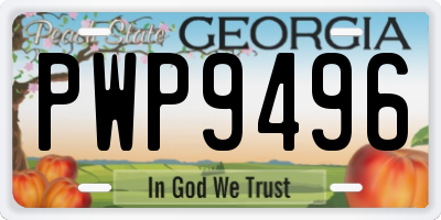 GA license plate PWP9496