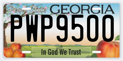 GA license plate PWP9500