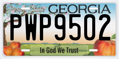 GA license plate PWP9502