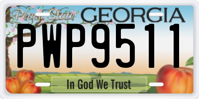 GA license plate PWP9511