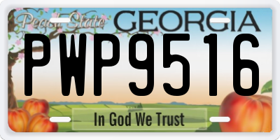 GA license plate PWP9516