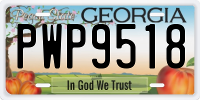 GA license plate PWP9518