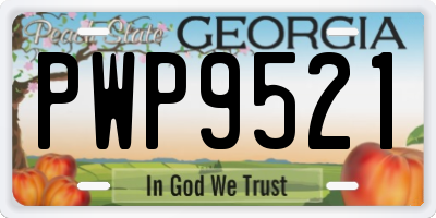 GA license plate PWP9521