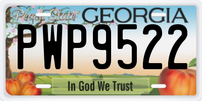 GA license plate PWP9522