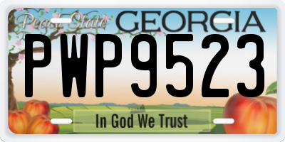 GA license plate PWP9523