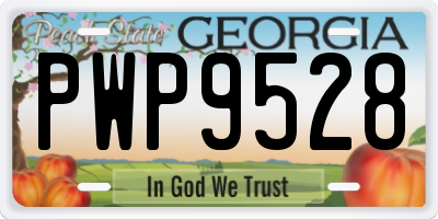 GA license plate PWP9528