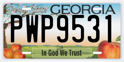 GA license plate PWP9531