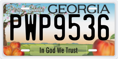 GA license plate PWP9536