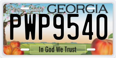 GA license plate PWP9540