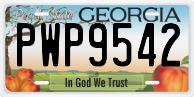 GA license plate PWP9542