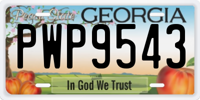 GA license plate PWP9543