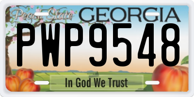 GA license plate PWP9548