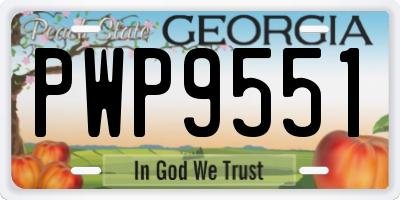 GA license plate PWP9551