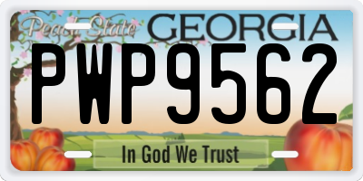 GA license plate PWP9562