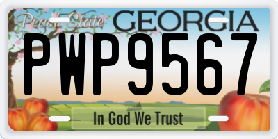 GA license plate PWP9567