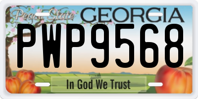 GA license plate PWP9568