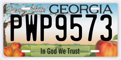 GA license plate PWP9573