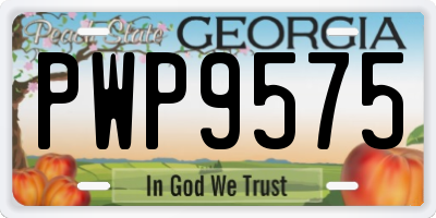 GA license plate PWP9575