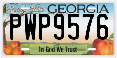 GA license plate PWP9576