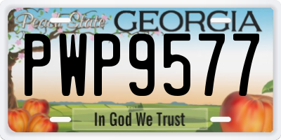 GA license plate PWP9577