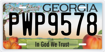 GA license plate PWP9578