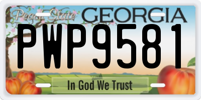 GA license plate PWP9581