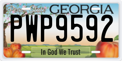 GA license plate PWP9592