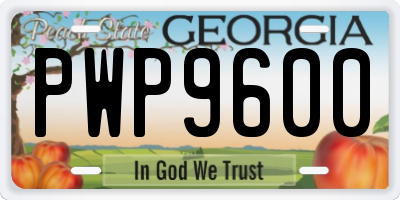 GA license plate PWP9600