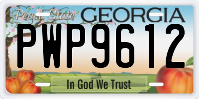 GA license plate PWP9612