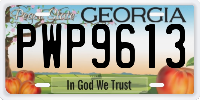GA license plate PWP9613