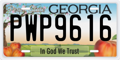 GA license plate PWP9616
